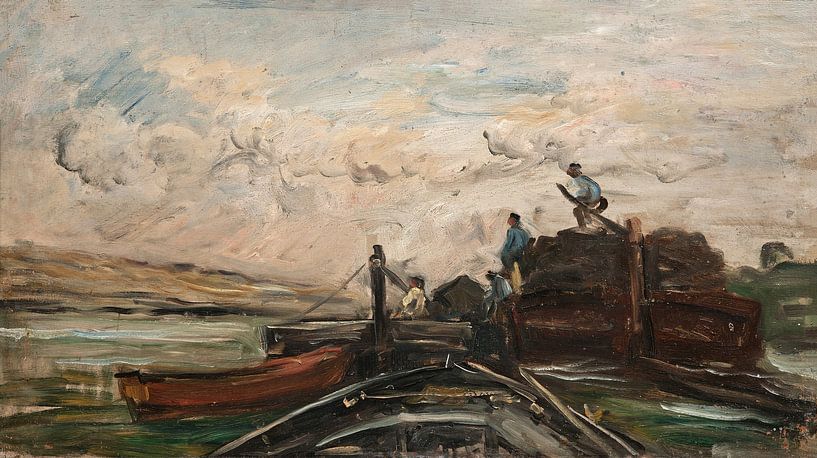 Barges on a River, Charles François Daubigny by All the Masters