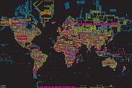 Wereldkaart Typografie, Zwart & Kleur van MAPOM Geoatlas thumbnail