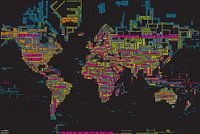 Wereldkaart Typografie, Zwart & Kleur
