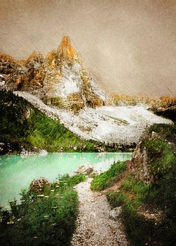 Italië Sorapiss Lake landschap schilderij #Italië