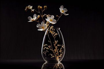 Stilleven bloemen doorzichtige vaas van Digitale Schilderijen