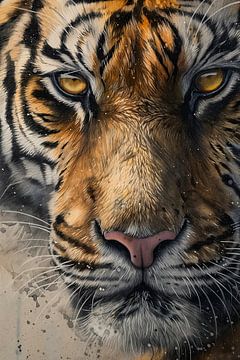 Portrait de tigre à l'aquarelle sur Richard Rijsdijk