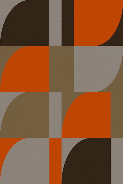 Geometric retro art. Abstract shapes in orange, brown, grey. by Dina Dankers