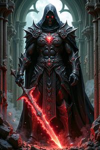 Dark Fantasy Wandbild: NOCTYRIUM – Der Dämonenlord mit seinem flammenden Schwert