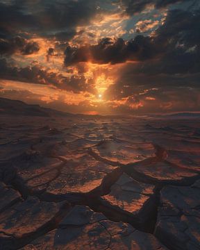 Magische zonsondergang in de woestijn van fernlichtsicht