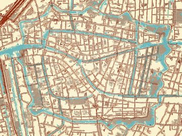 Kaart van Leiden Centrum in de stijl Blauw & Crème van Map Art Studio