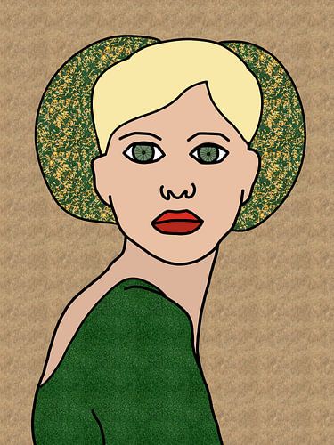 Just waiting - Portret Vrouw Lijntekening van Marijke Mulder