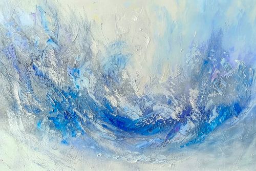 Blauw Wit Abstract - Dynamische Zee Schilderkunst