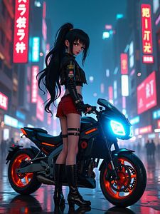 Eine Cyberpunk-Stadt bei Nacht