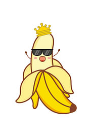 Le roi des bananes, super cool, avec une couronne et des lunettes de soleil