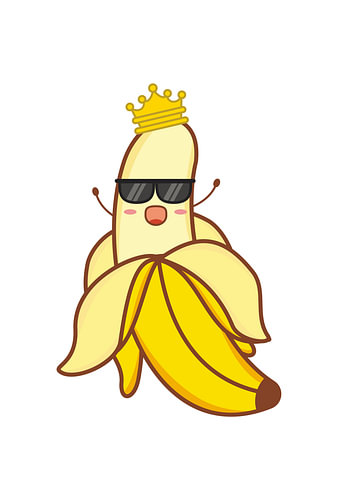 Cooler Bananenkönig mit Krone und Sonnenbrille