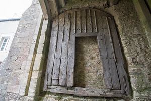 Alte Holztür Eingang Schloss Bricquebec, Normandie
