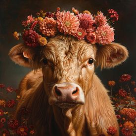 Kuh mit Blumenkranz Schwarzwald von Felix Brönnimann