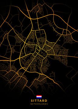 Stadsplattegrond Sittard Modern Zwart Goud van Kenda Maruyama