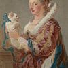 Jean-Antoine Watteau. A Woman with a Dog by 1000 Schilderijen