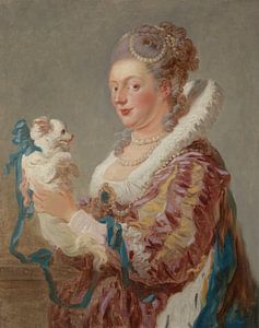 Jean-Antoine Watteau Eine Frau mit einem Hund