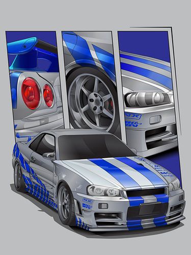 Nissan GTR R34 Skyline Fast and Furious vectoren