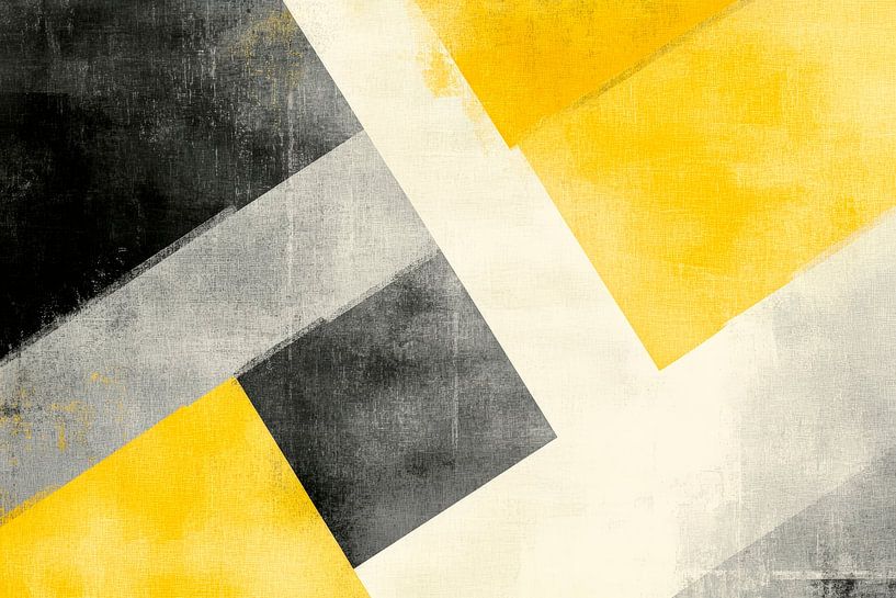 Geometrische Komposition in Gelb und Grau von Poster Art Shop