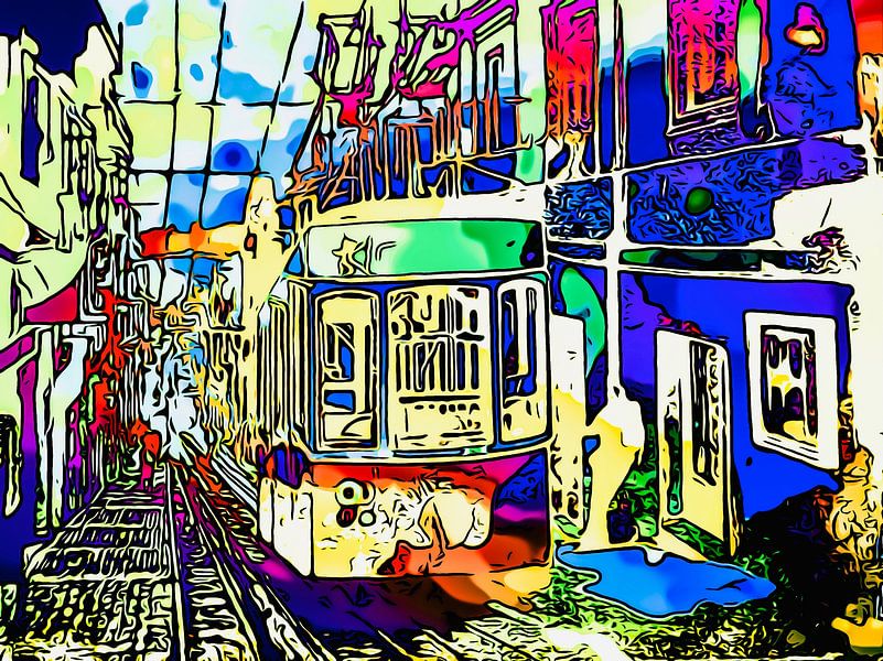 Tramway in Lisbon by zam art
