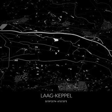 Schwarz-weiße Karte von Laag-Keppel, Gelderland. von Rezona
