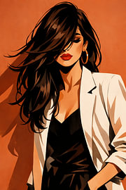 Moderne Fashion Vrouw met Witte Blazer Poster von DesignDoodle