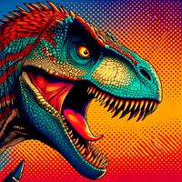 T-Rex head - Coloured pop art