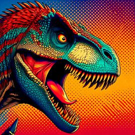 Tête de T-Rex - Art pop coloré sur A.D. Digital ART