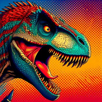 T-Rex Kopf - Farbige Pop Kunst