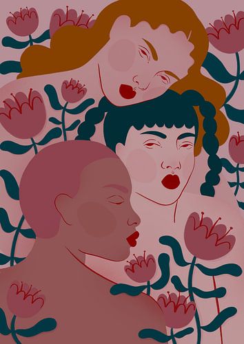 Three Women Floral Serenity