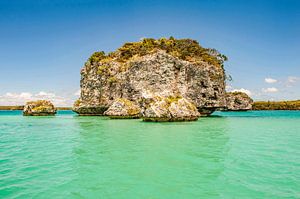 Die Korallenfelsen der Baie d'Upi der Îles des Pins