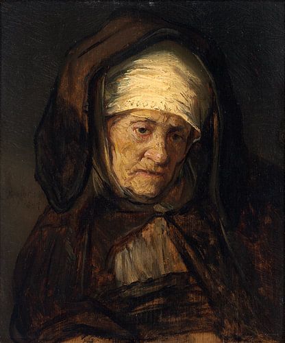 Hoofd van een Oude Vrouw, Volgeling van Rembrandt van Rijn