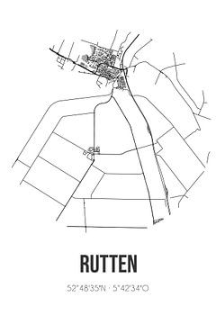 Rutten (Flevoland) | Carte | Noir et blanc sur Rezona