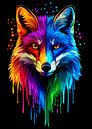 Kleurrijke vos in pop-artstijl met druppeleffect van Pixelbull Design thumbnail