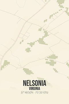 Carte ancienne de Nelsonia (Virginie), USA. sur Rezona