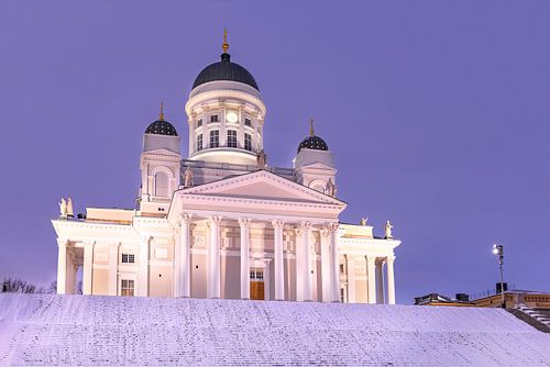 A winter evening at Helsinki Cathedral, Finland by Adelheid Smitt