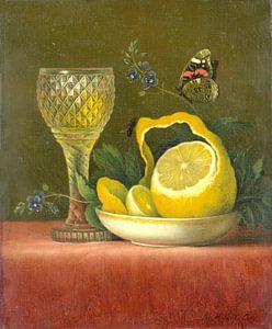 Stilleven met citroen en geslepen glas, Maria Margaretha van Os