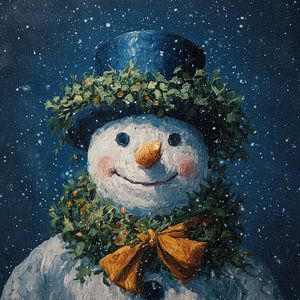 Schneemann unter Sternen