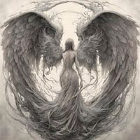 Angelic Love - Angel with Heart-Shaped Wings