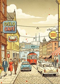 Oslo Norway City Corner Water Color Painting