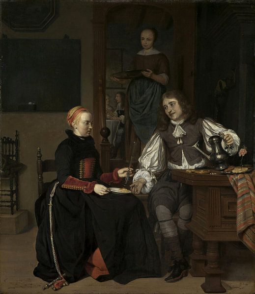 Young Couple at Breakfast, Gabriël Metsu by Masterful Masters