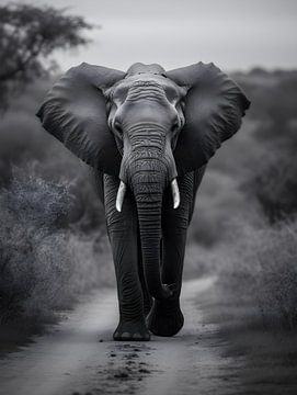 Olifant op de savanne V2 van drdigitaldesign