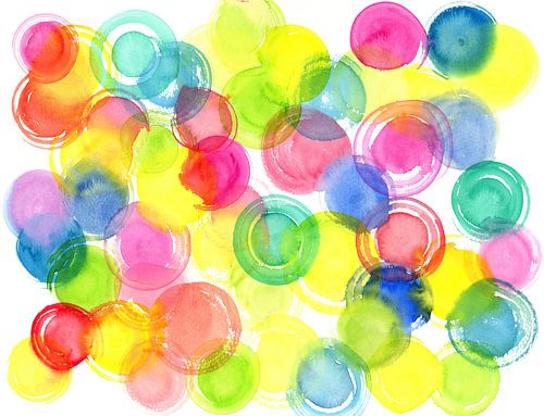 Regenboog Kleurrijke Cirkels Abstract Aquarel Schilderij