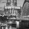 Illuminated Cologne Cathedral black and white by Michael Valjak