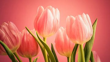 Real Dutch Tulips on pink background