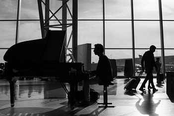 Waiting for the plane.