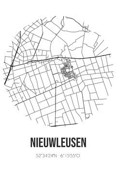 Nieuwleusen (Overijssel) | Karte | Schwarz und Weiß von Rezona