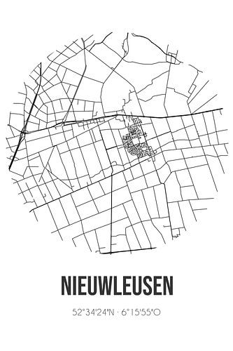 Nieuwleusen (Overijssel) | Landkaart | Zwart-wit