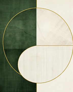 Modern en abstract in groen en goud van Studio Allee