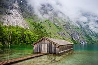 Zonnig boothuis aan de Obersee, Duitsland