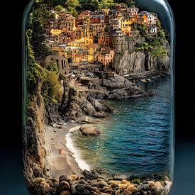 Le lac de Garde dans une bouteille en verre sur TheXclusive Art